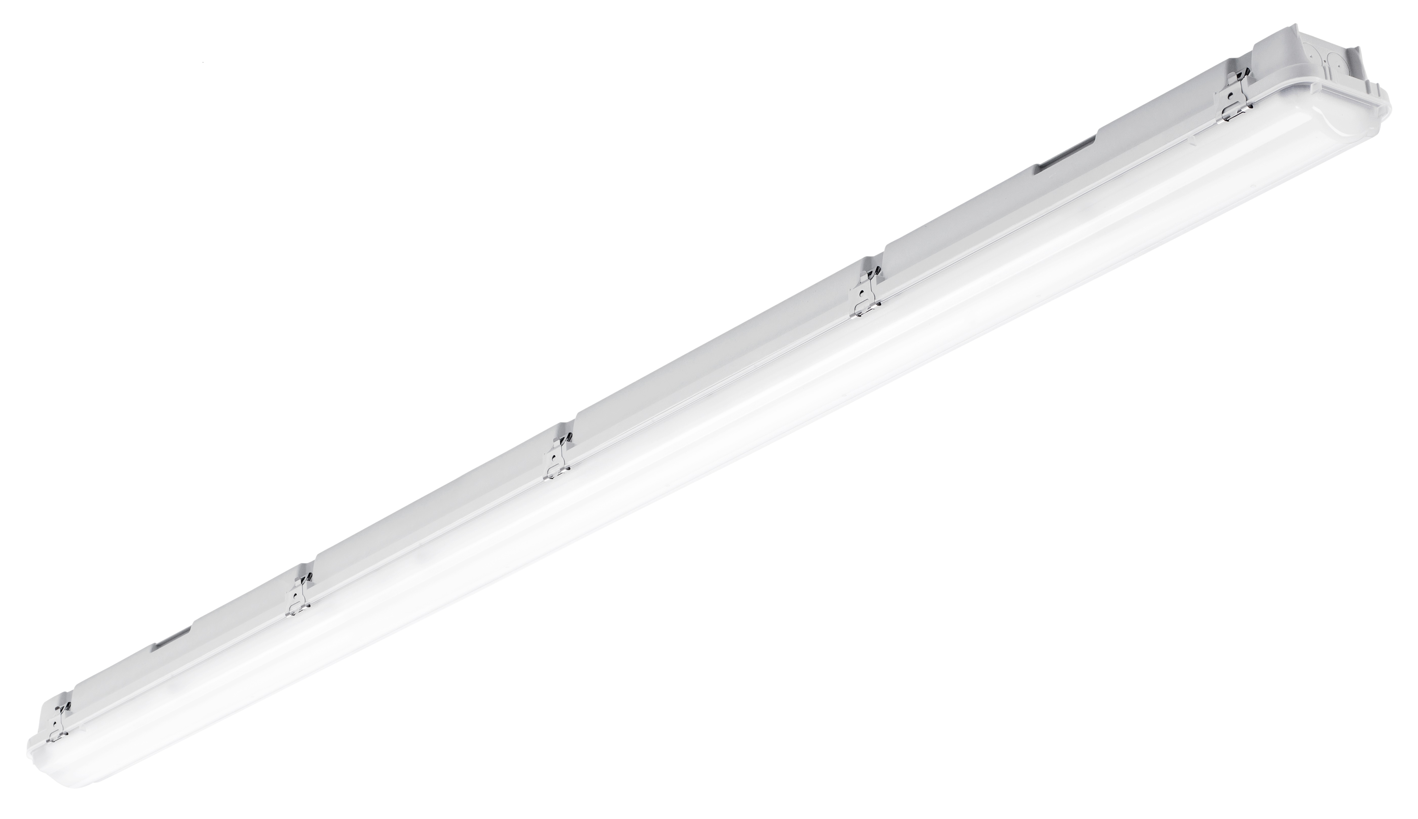 Luxproof 3 FLEX LED-Feuchtraumleuchte 46W PC, IP66, 4000 K, 6000 lm, Inox  Clips, PC-Gehäuse Länge 1573 mm - MINUSINES S.A.
